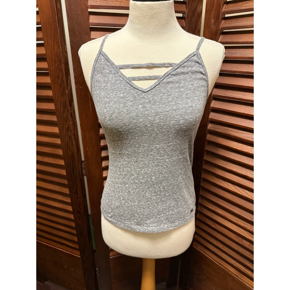 Hollister Must Have Collection Heather Grey Strappy V-Neck Cami Tank Top Small